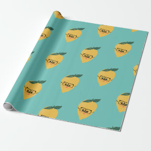 Cute yellow lemon cartoon funny illustration wrapping paper