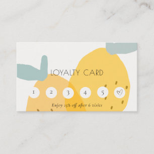 Cute Yellow Lemon Fruity Citrus 6 Punch Loyalty  Business Card
