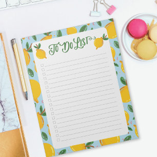 Cute Yellow Lemon To do List Checklist Lined Notepad