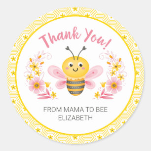 Cute Yellow Mama to Bee Baby Shower Thank You Classic Round Sticker