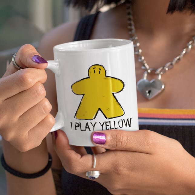 Cute Yellow Meeple Drawing Board Game Cup Mug (Creator Uploaded)