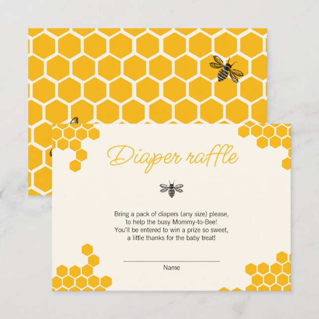 Cute Yellow Mommy to Bee Baby Shower Diaper Raffle Enclosure Card (Front/Back)
