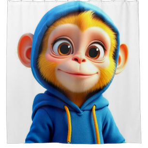 Cute Yellow Monkey Shower Curtain