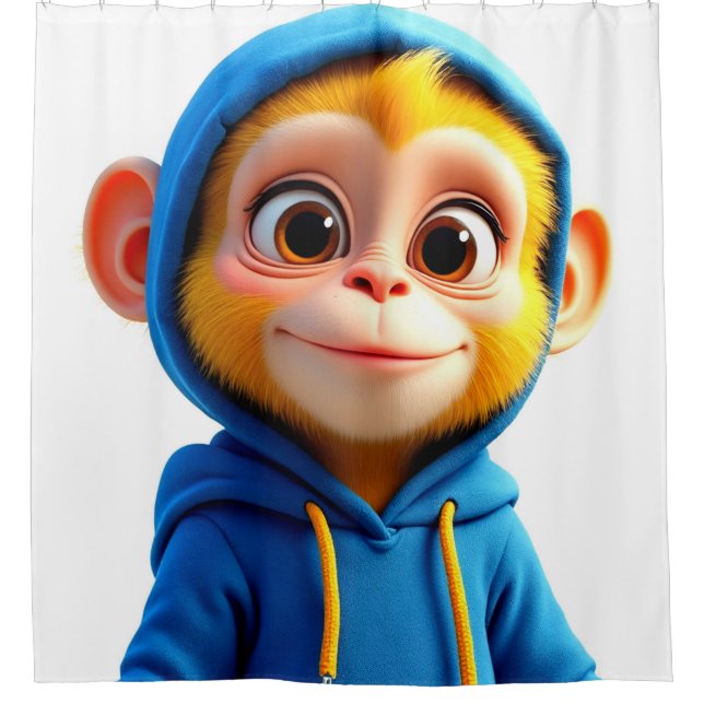 Cute Yellow Monkey Shower Curtain (Front)