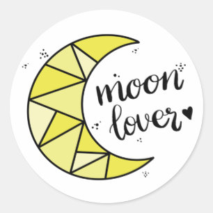 Cute Yellow Moon Lover Geometric Moon Classic Round Sticker