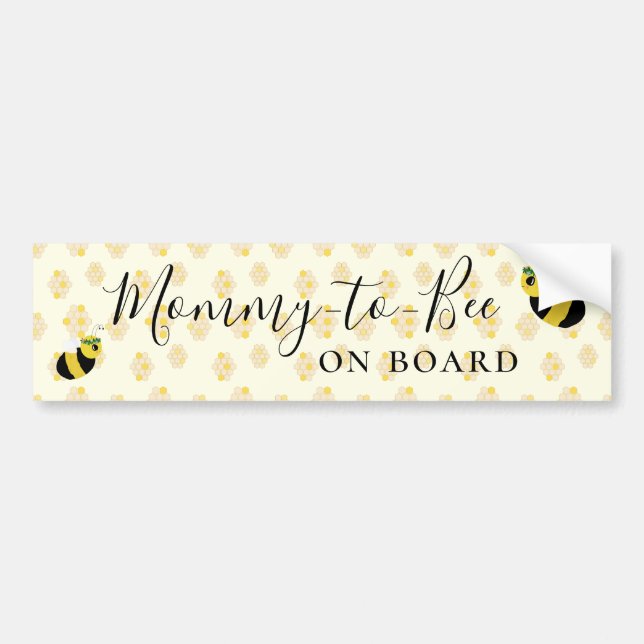 Cute Yellow Mummy-to-bee On Board Baby Shower Gift Bumper Sticker (Front)