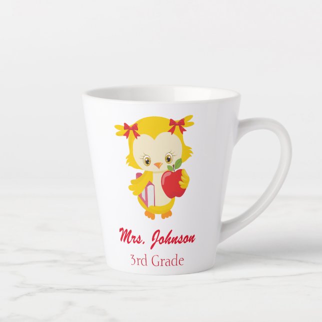 Cute yellow owl third grade latte mug (Right)