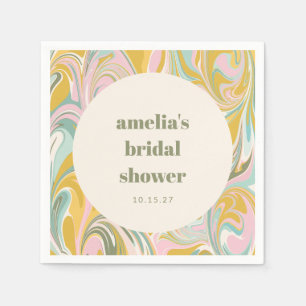 Cute Yellow Pastel Abstract Custom Bridal Shower Napkin