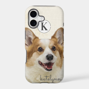 Cute Yellow Peek-a-Boo Corgi Dog Monogram