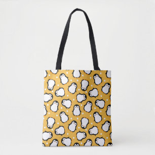 Cute yellow penguin pattern tote bag