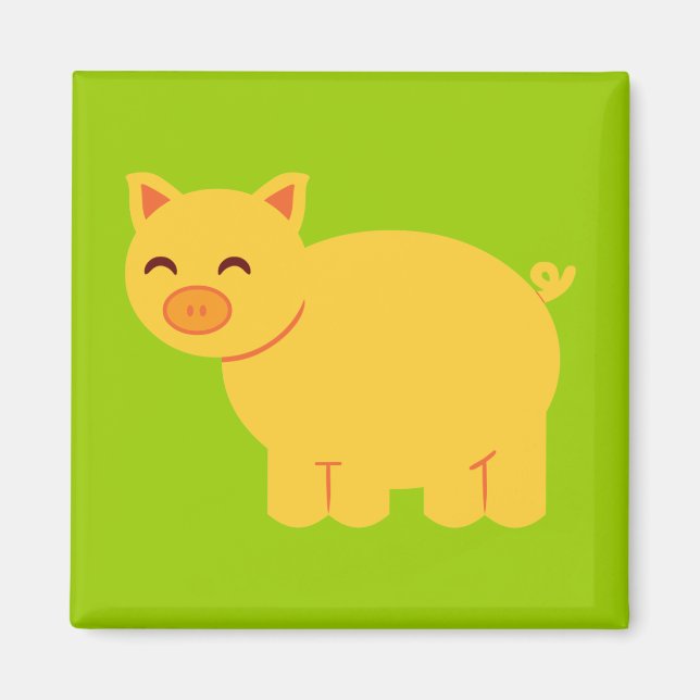 Cute Yellow Piggy Magnet (Front)