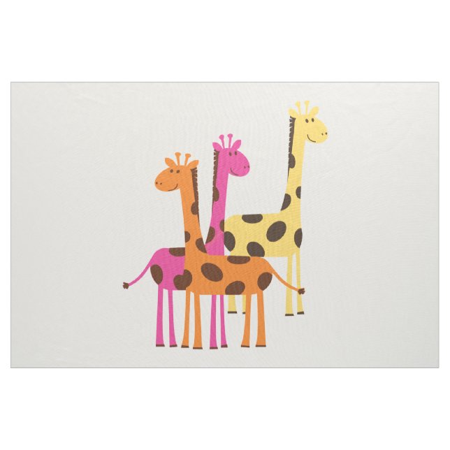 Cute Yellow, Pink and Orange Giraffes Fabric (Yard)