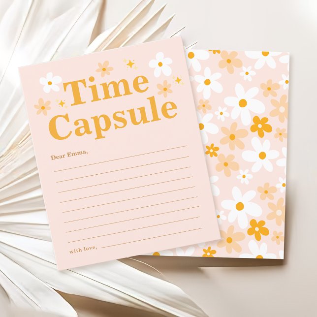 Cute Yellow Pink Daisy Time Capsule First Birthday (Creator Uploaded)
