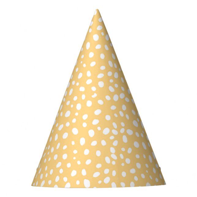 Cute Yellow Polka dot minimal Birthday  Party Hat (Front)