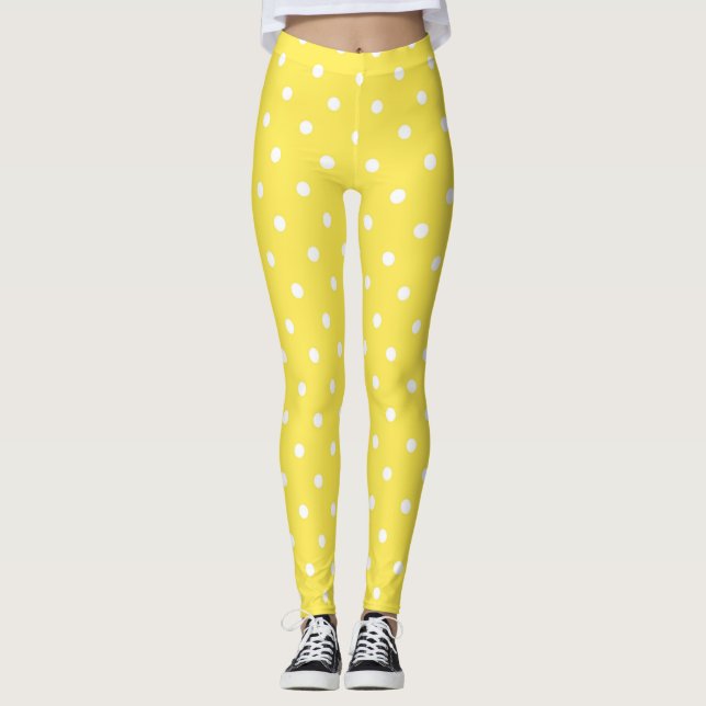 Cute Yellow Polka Dots Leggings (Front)