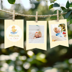 Cute Yellow Pool Duck Photo Birthday Bunting