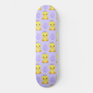 Cute Yellow Purple Chicken Easter Pattern Skateboard