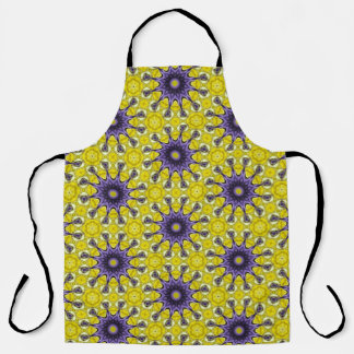 Cute Yellow Purple Kaleidoscope Geometric Pattern Apron