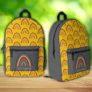Cute Yellow Rainbow Boys Printed Backpack