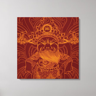Cute yellow red traditional chinese man canvas print