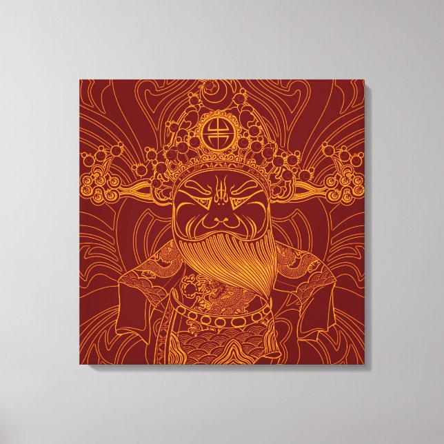 Cute yellow red traditional chinese man canvas print (Front)