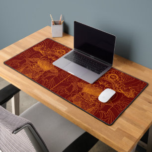 Cute yellow red traditional chinese man desk mat