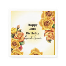 Cute Yellow Roses 40th Birthday