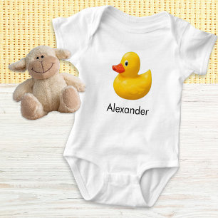 Cute Yellow Rubber Duck Baby Bodysuit