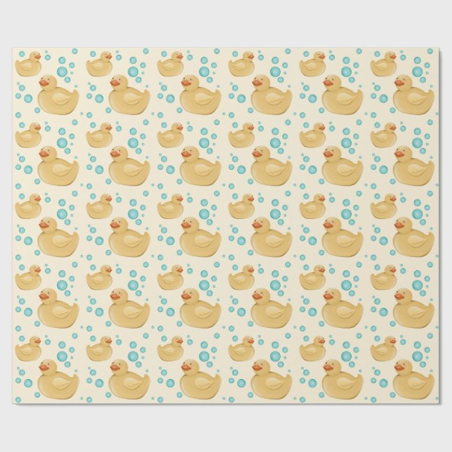 Cute Yellow Rubber Duck Pattern Baby Gift Wrap (Flat)