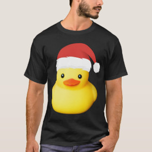 Cute Yellow Rubber Duck Santa Claus Christmas Fami T-Shirt