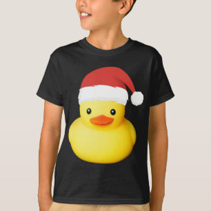 Cute Yellow Rubber Duck Santa Claus Christmas Fami T-Shirt