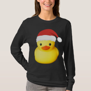 Cute Yellow Rubber Duck Santa Claus Christmas Fami T-Shirt