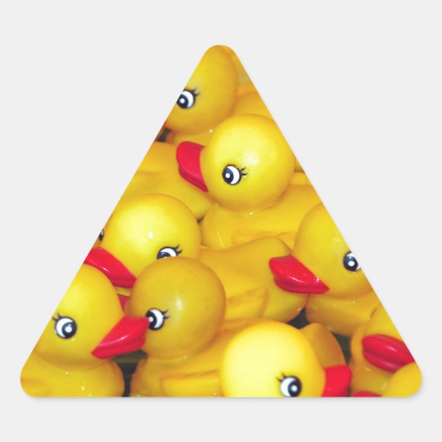 Cute yellow rubber duckies triangle sticker (Front)