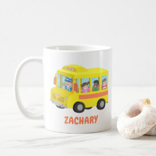 Cute Yellow School Bus And Happy Kids Mug
