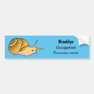 Cute yellow snail cartoon illustration bumper sticker