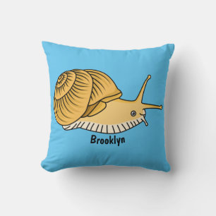 Cute yellow snail cartoon illustration cushion