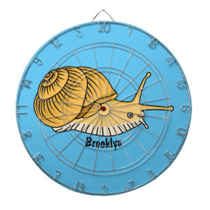 Cute yellow snail cartoon illustration dartboard
