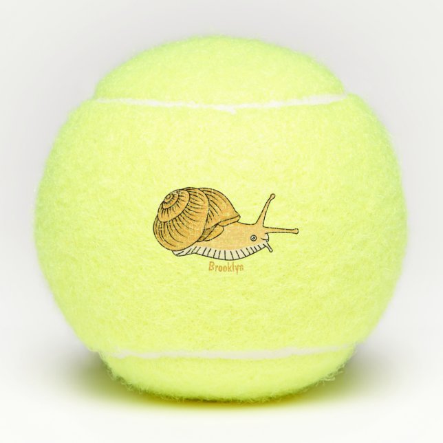 Cute yellow snail cartoon illustration tennis balls (Front)