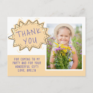 Cute Yellow Speech Cloud Birthday Thank you Photo Postcard