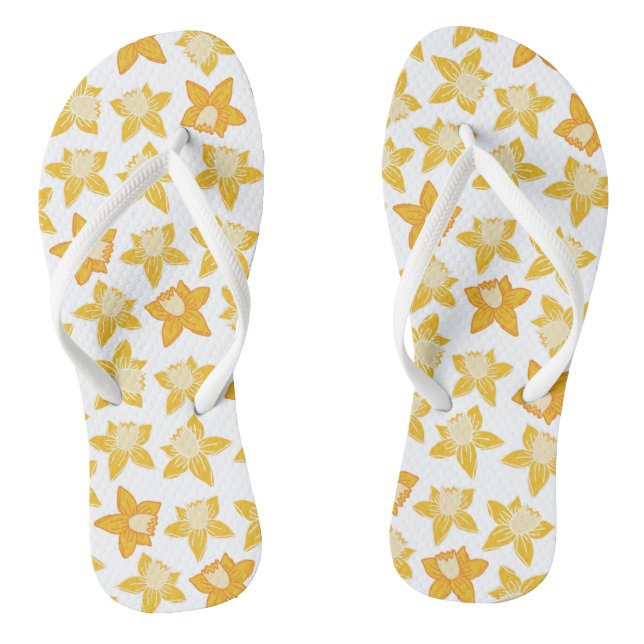 Cute yellow spring daffodil pattern jandals (Footbed)