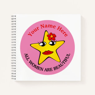 Cute yellow star Girl Power women are beautiful Notebook