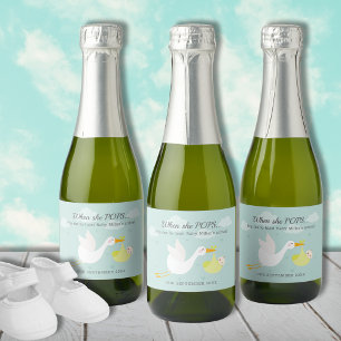 Cute Yellow Stork Bundle Pop It Mini Sparkling Wine Label