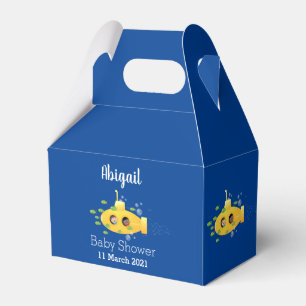 Cute yellow submarine fish cartoon illustration favour box