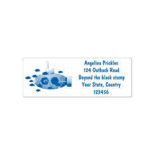 Cute yellow submarine fish cartoon illustration self-inking stamp