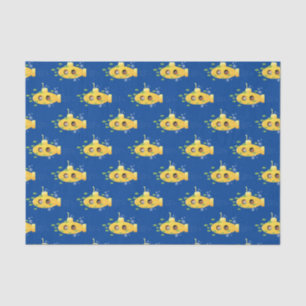 Cute yellow submarine fish cartoon illustration tissue paper