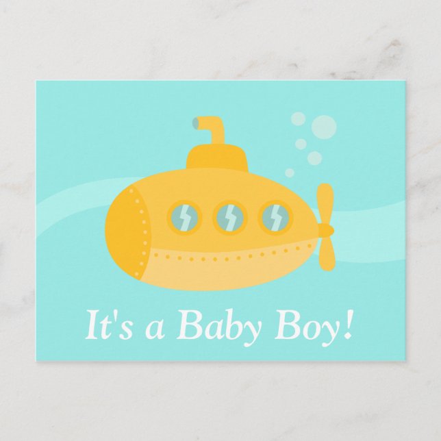 Cute Yellow Submarine, Its a boy Postcard (Front)