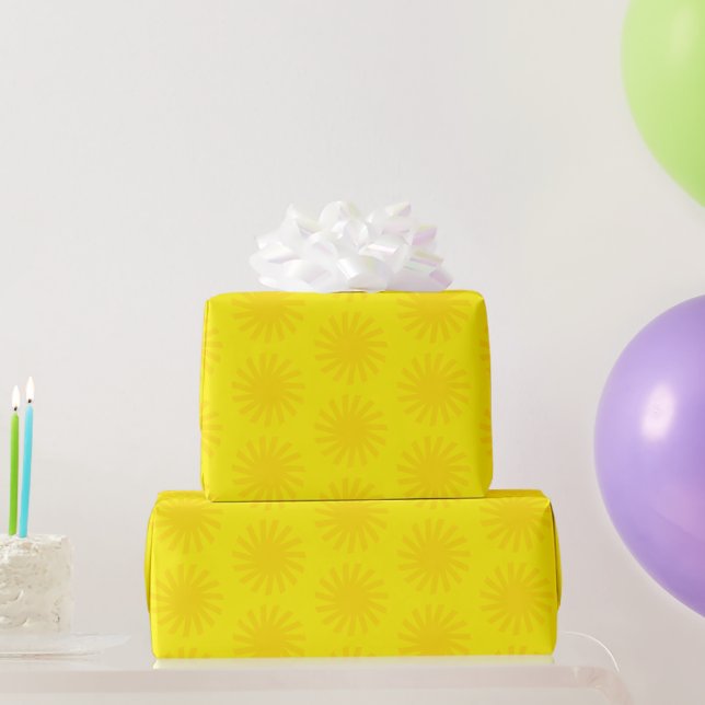 Cute yellow sun pattern modern happy fun bright wrapping paper (Party Gifts)