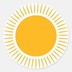 Cute yellow sun rays boho modern happy fun classic round sticker