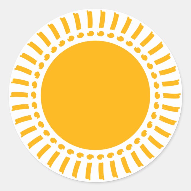 Cute yellow sun rays modern happy fun blank classic round sticker (Front)