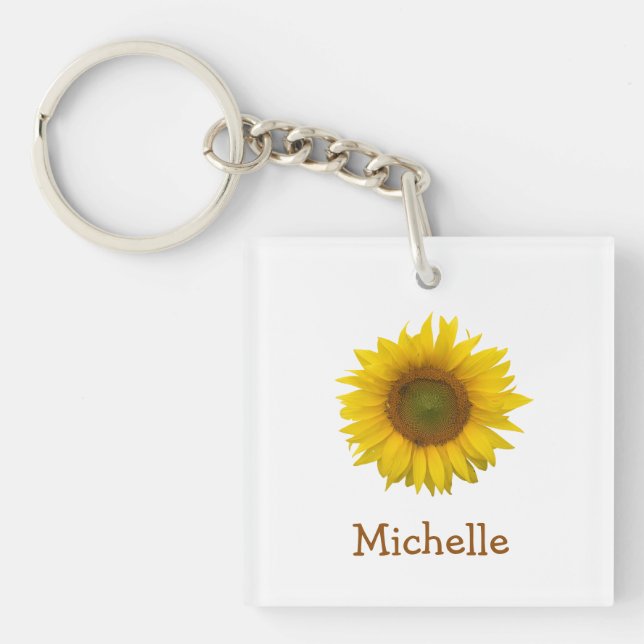 Cute Yellow Sunflower Bloom Key Ring (Front)